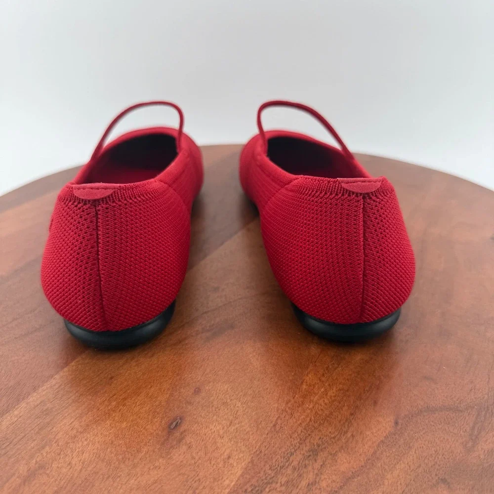 VIVAIA Tamia Mary Jane Ballet Ruby Red Knit Sustainable Cap Toe Flat Women 10